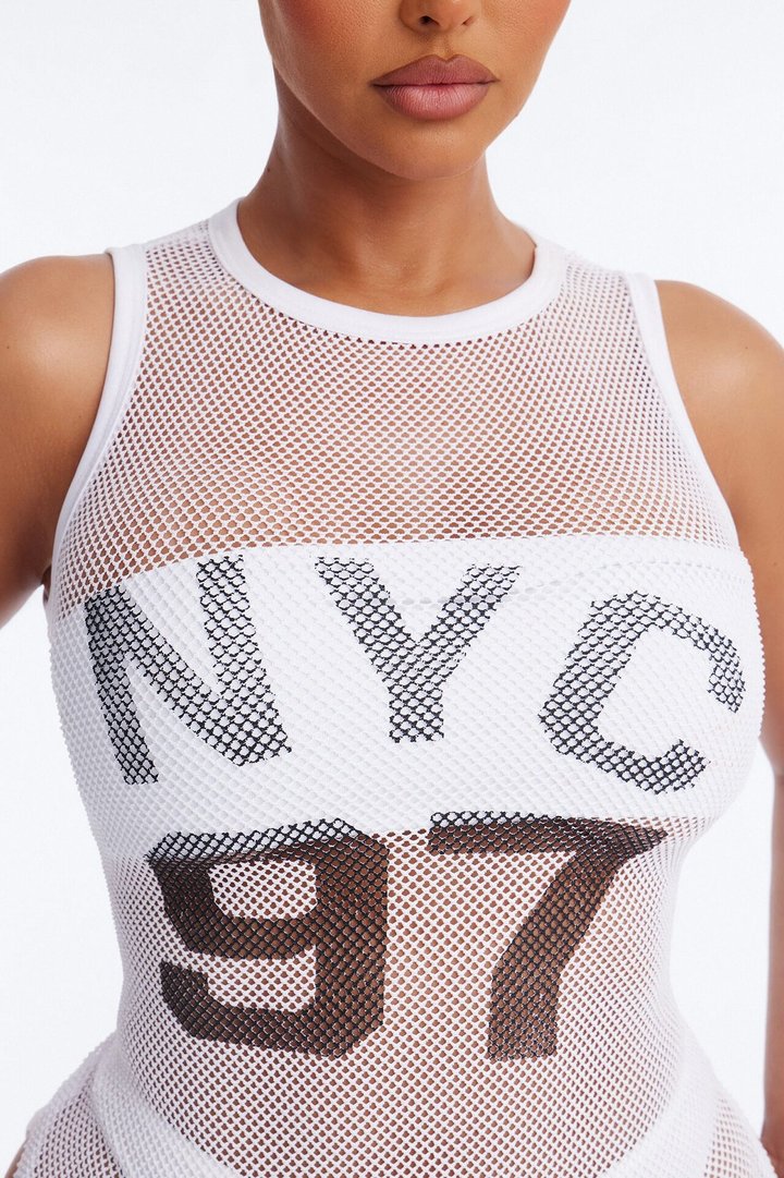 Poolside Chilling Fishnet Cover Up Dress - White