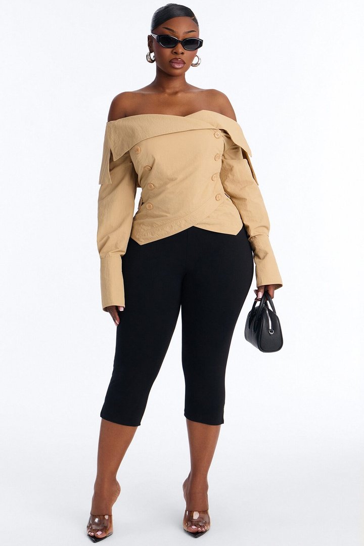 Olivia Off The Shoulder Trench Jacket - Khaki