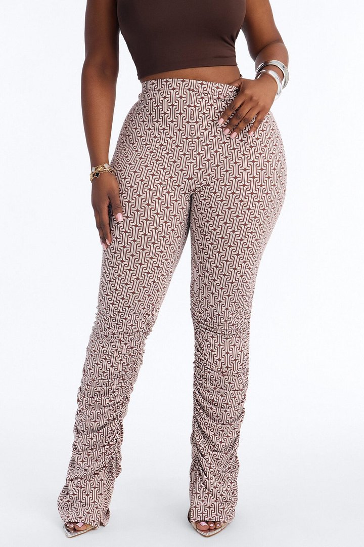 Labeled Luxe Stacked Skinny Pant - Brown/combo