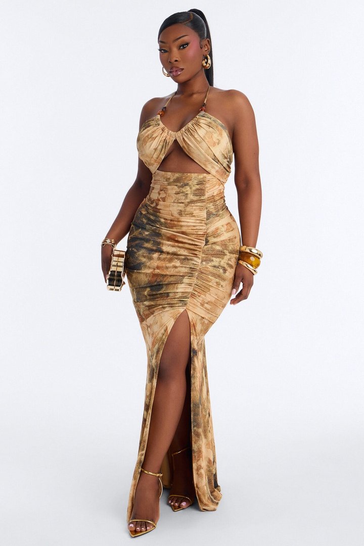 Lost In Paradise Maxi Dress - Taupe/combo