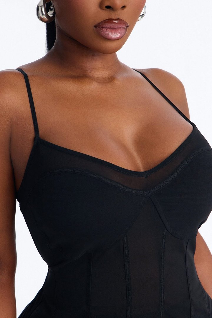 Kenny Sheer Power Mesh Sleeveless Top - Black