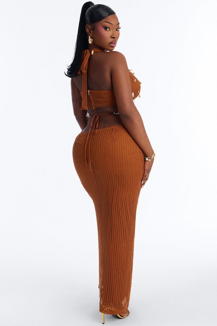 Dusk Till Dawn Crochet Maxi Dress - Rust