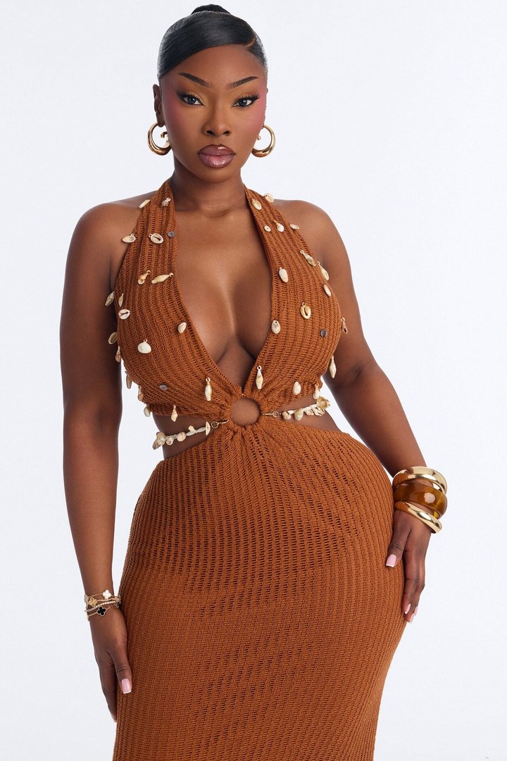 Dusk Till Dawn Crochet Maxi Dress - Rust
