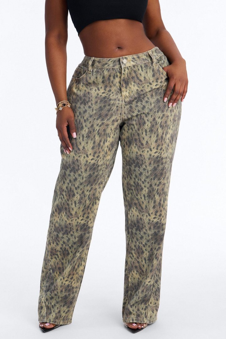 Daniela Mid Rise Straight Leg Pant - Brown/combo