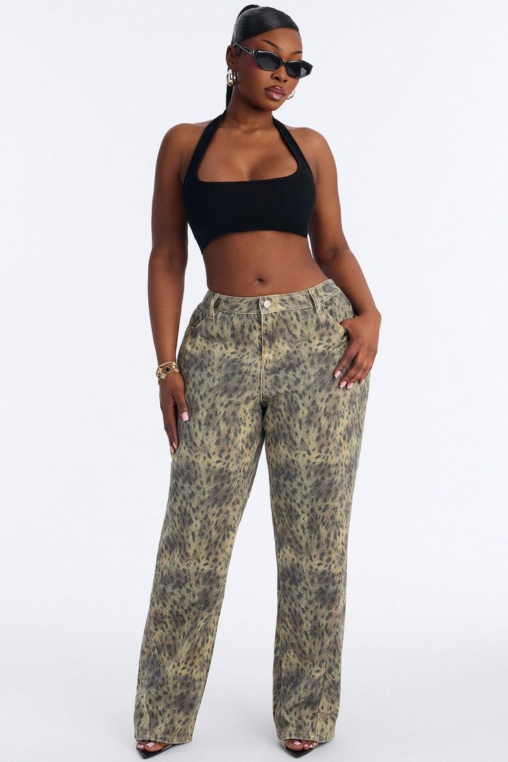 Daniela Mid Rise Straight Leg Pant - Brown/combo