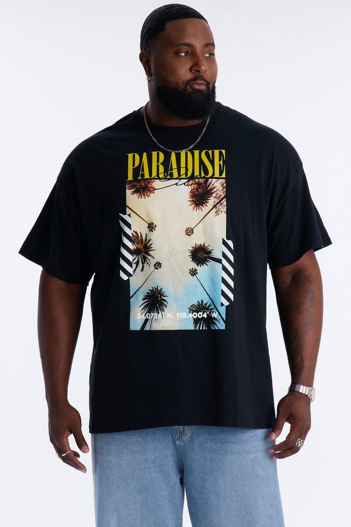 Paradise City Oversized Short Sleeve Tee - Black