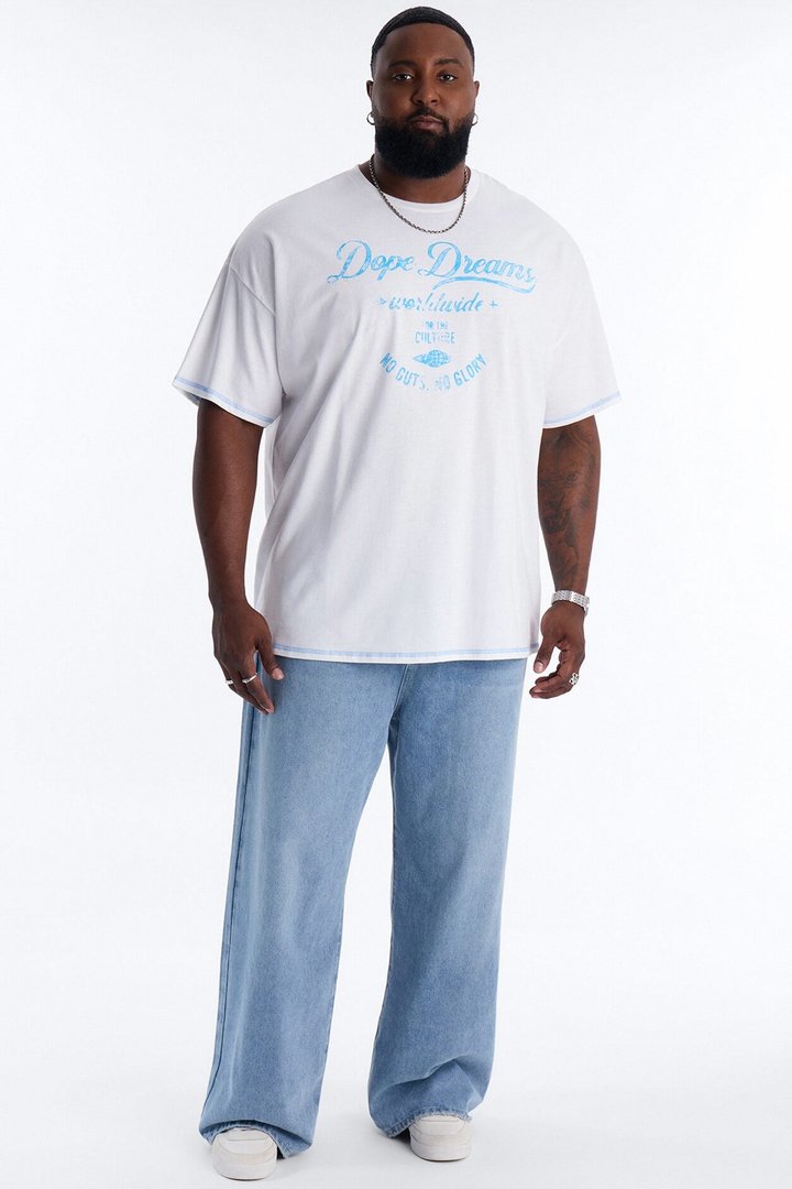Dope Dreams Contrast Stitch Short Sleeve Tee - White