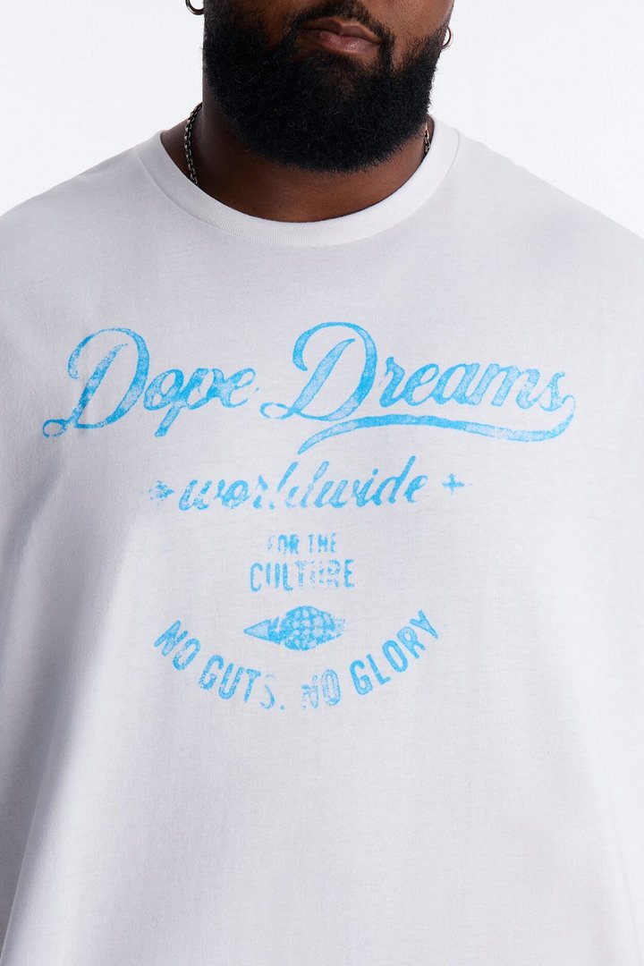 Dope Dreams Contrast Stitch Short Sleeve Tee - White
