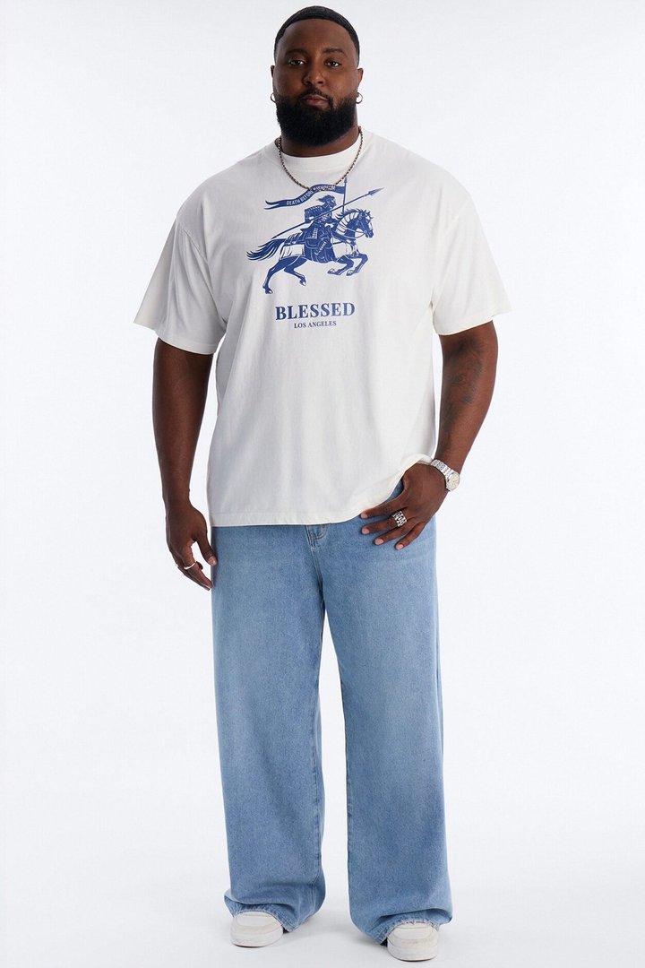 Blessed Emblem Oversized Heavy Weight Short Sleeve Tee - White