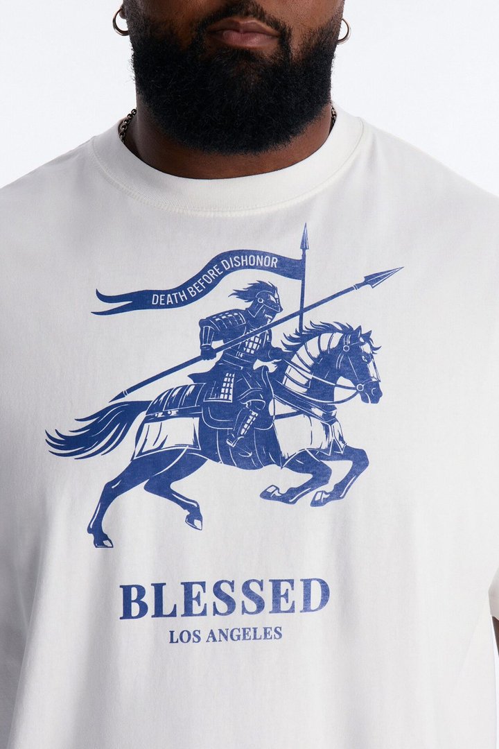 Blessed Emblem Oversized Heavy Weight Short Sleeve Tee - White