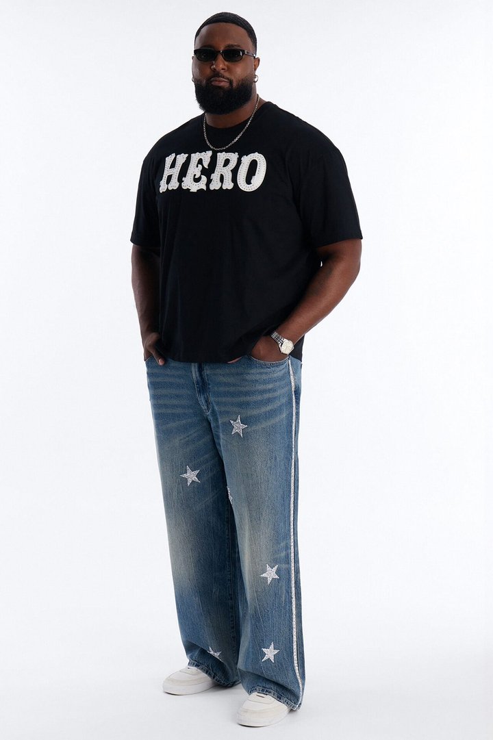 Baggy Cosmic Star Tux Jean - Medium Blue Wash