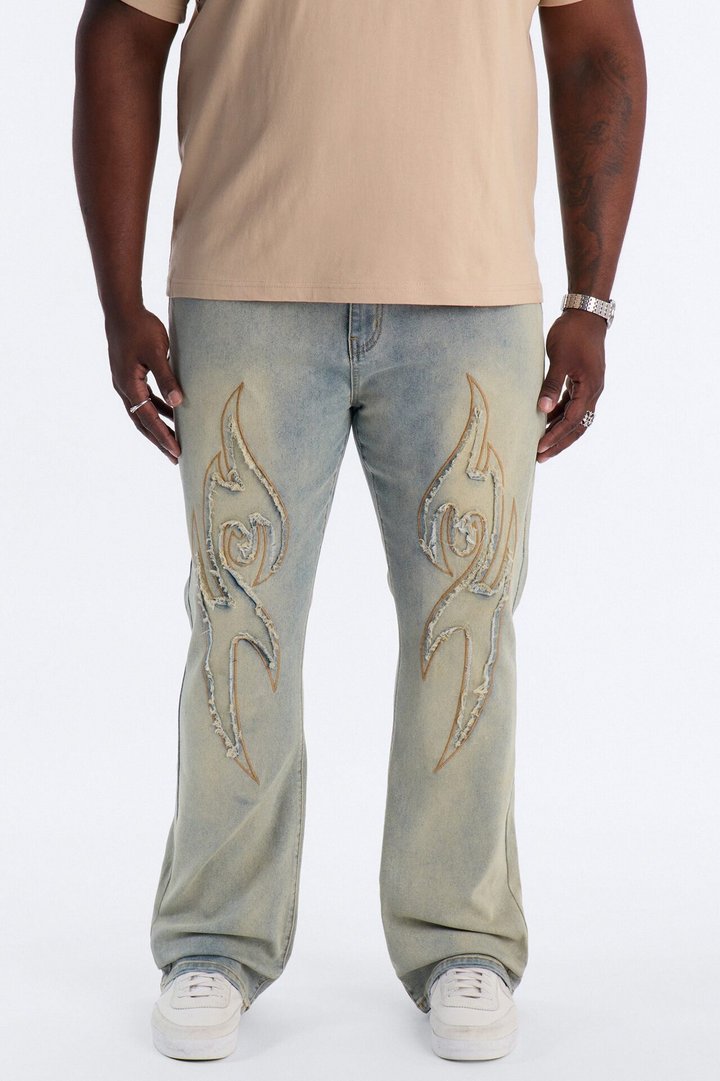 Stacked Skinny Flare Fringe Blade Jeans - Vintage Wash