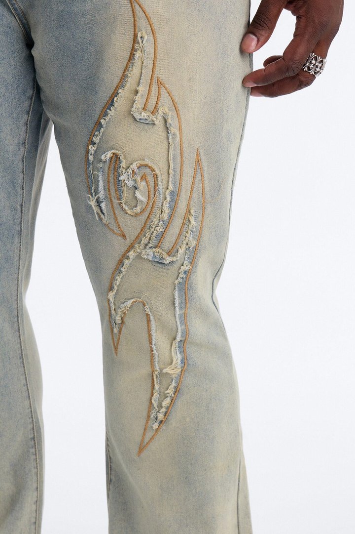 Stacked Skinny Flare Fringe Blade Jeans - Vintage Wash