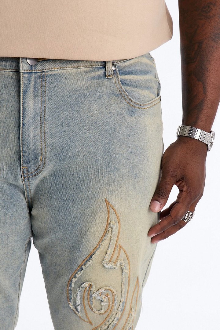 Stacked Skinny Flare Fringe Blade Jeans - Vintage Wash