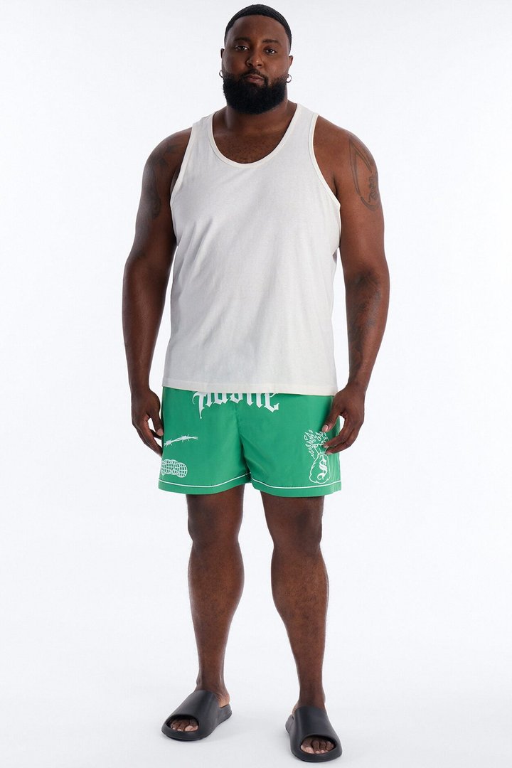Hustle Shores Relaxed Swim Trunk 4″ - Green