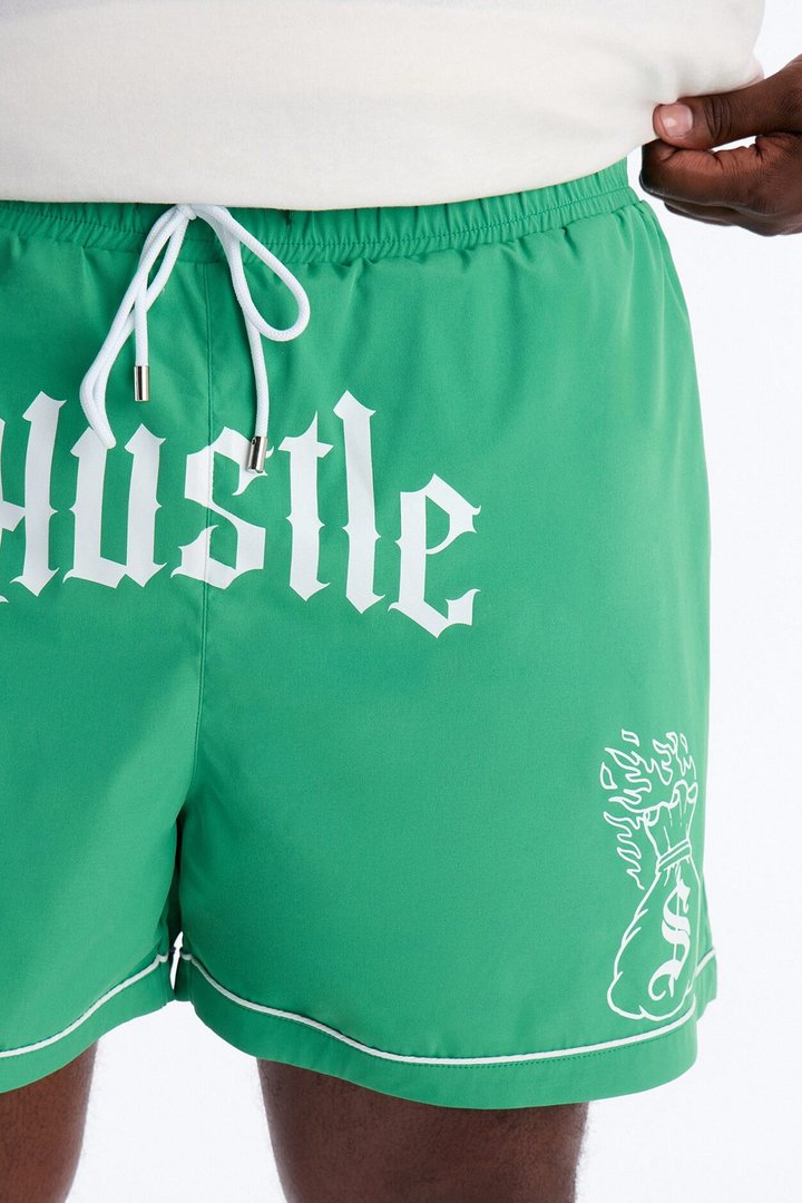 Hustle Shores Relaxed Swim Trunk 4″ - Green