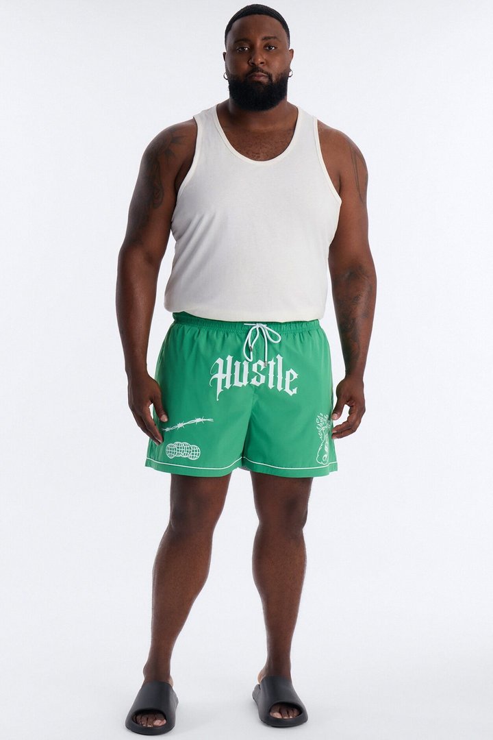 Hustle Shores Relaxed Swim Trunk 4″ - Green
