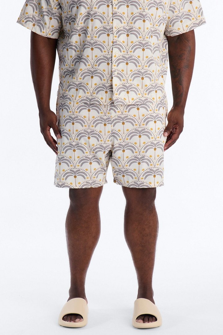 Palm Mandala Swim Trunk 7″ - Cream/combo