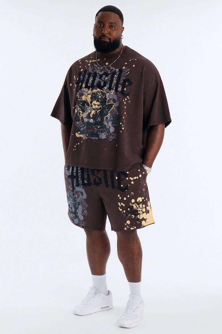 Heavenly Hustle Patch Relaxed Sweatshort - Brown