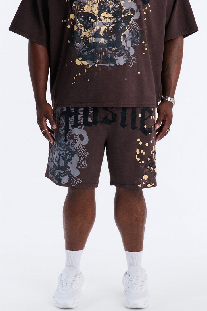 Heavenly Hustle Patch Relaxed Sweatshort - Brown