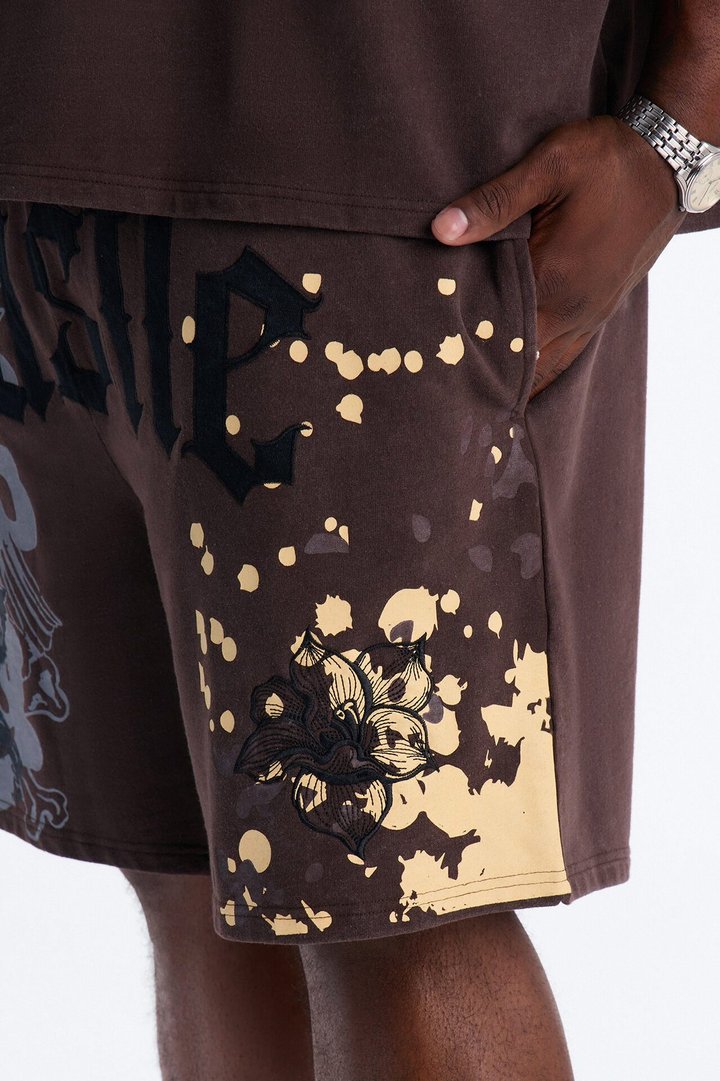 Heavenly Hustle Patch Relaxed Sweatshort - Brown