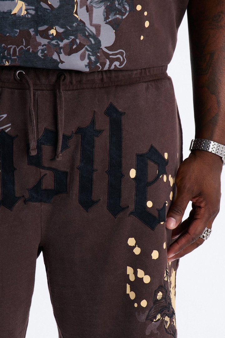 Heavenly Hustle Patch Relaxed Sweatshort - Brown