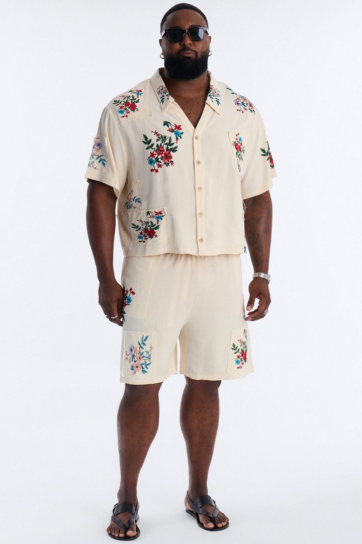 Relaxed Petals At Dusk Button Up Shirt - White/combo