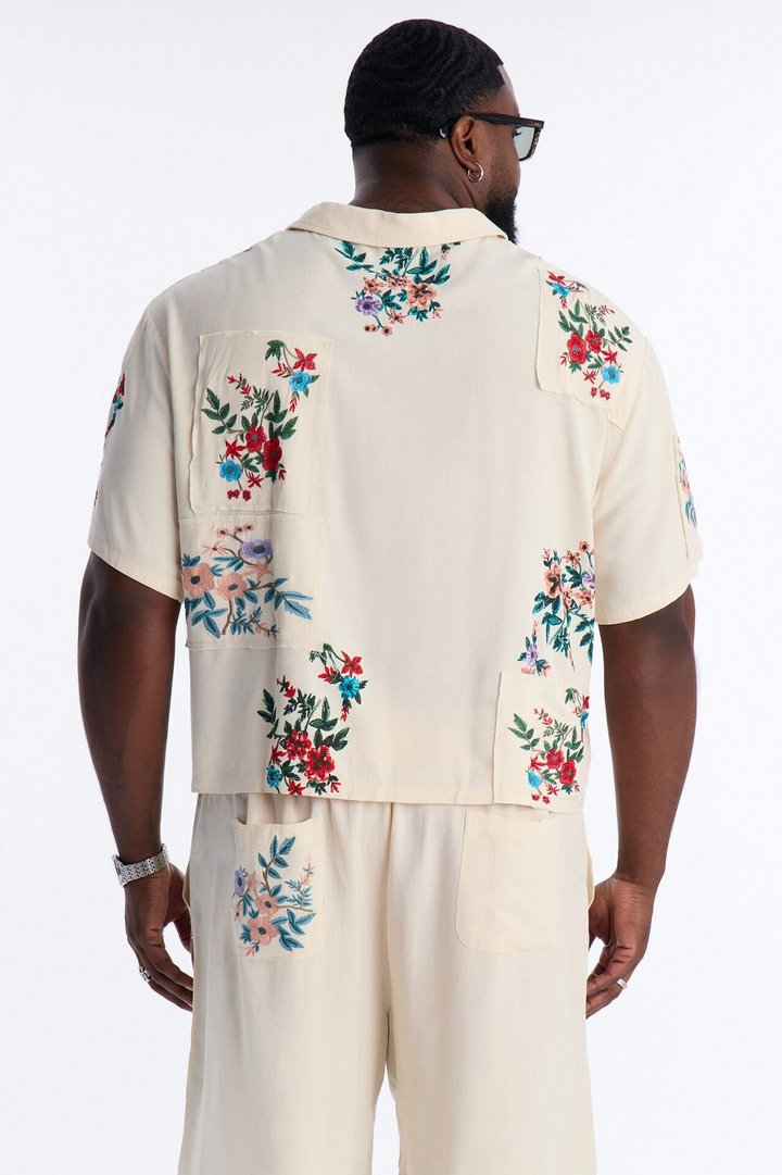 Relaxed Petals At Dusk Button Up Shirt - White/combo