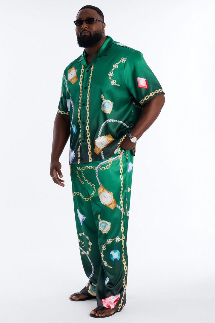 Baggy Imperial Luxe Jewel Printed Pant - Green/combo