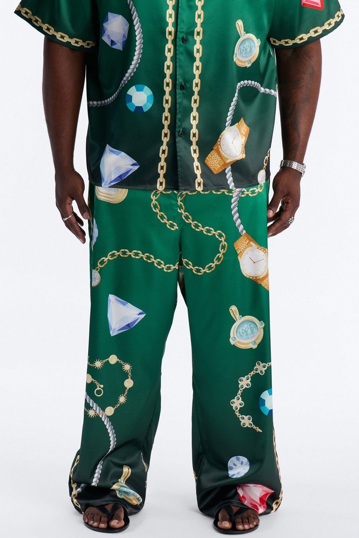 Baggy Imperial Luxe Jewel Printed Pant - Green/combo