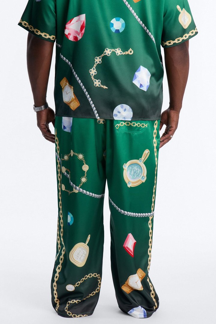 Baggy Imperial Luxe Jewel Printed Pant - Green/combo