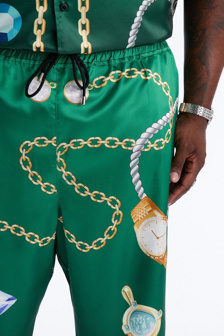 Baggy Imperial Luxe Jewel Printed Pant - Green/combo