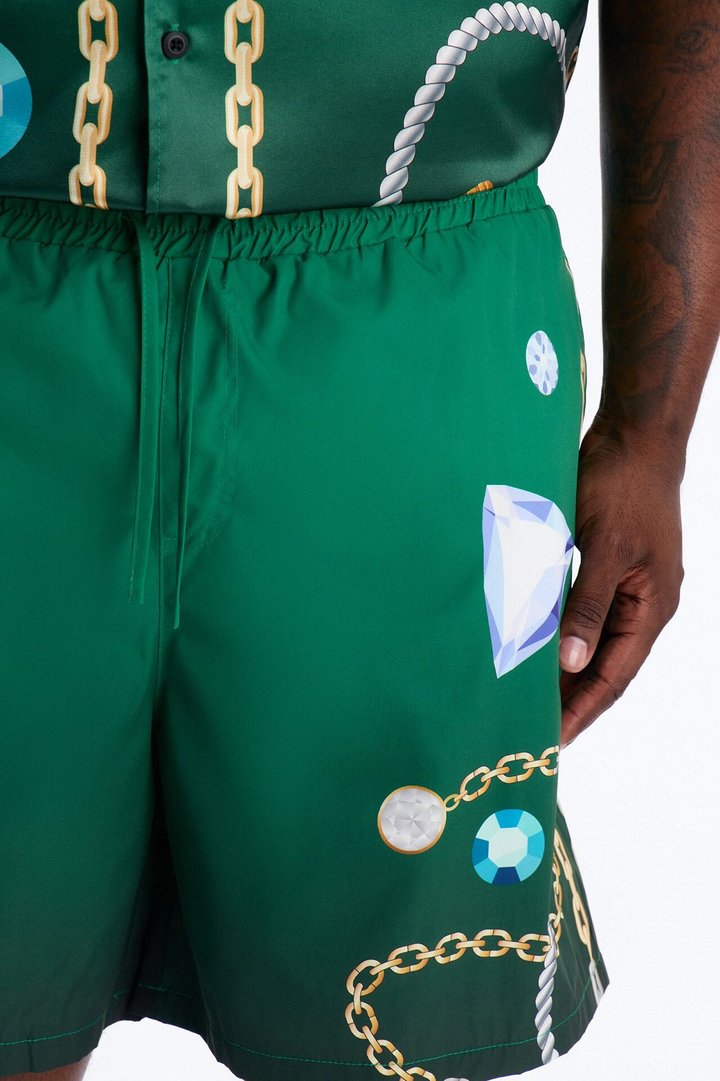 Imperial Luxe Jewel Printed Swim Trunk 7″ - Green/combo