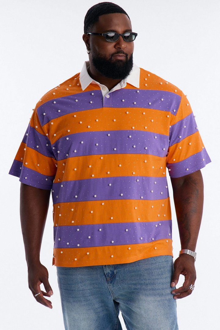 Relaxed Marginalia Pearl Stripe Polo - Orange/combo