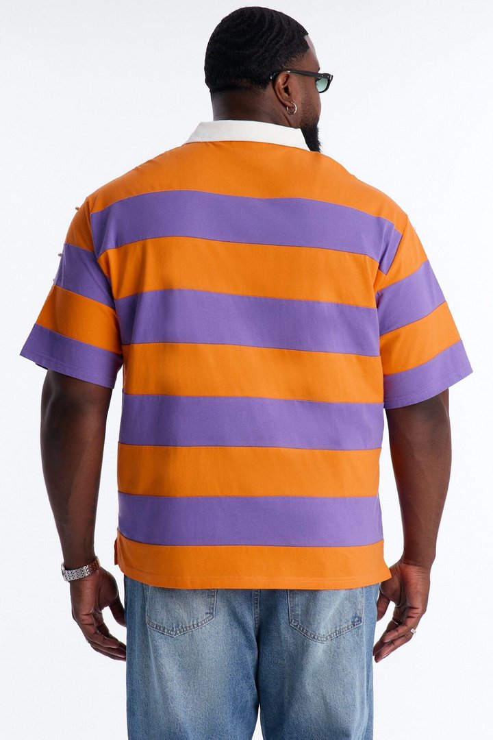 Relaxed Marginalia Pearl Stripe Polo - Orange/combo
