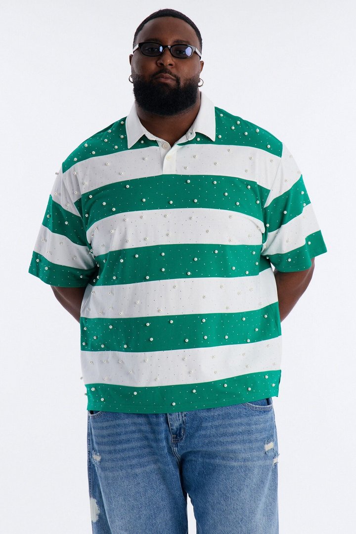 Relaxed Marginalia Pearl Stripe Polo - Green/combo