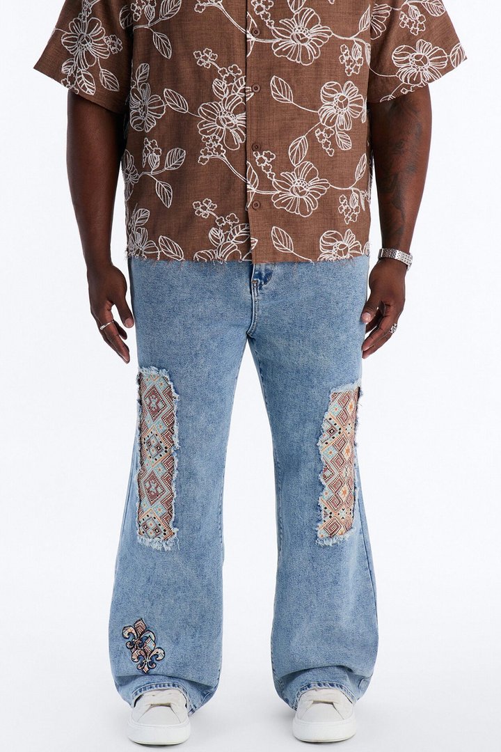 Regal Tapestry Stacked Slim Flare Jean - Light Blue Wash