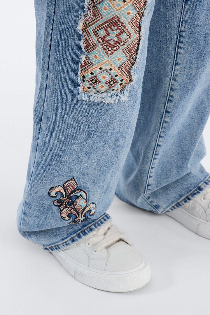 Regal Tapestry Stacked Slim Flare Jean - Light Blue Wash