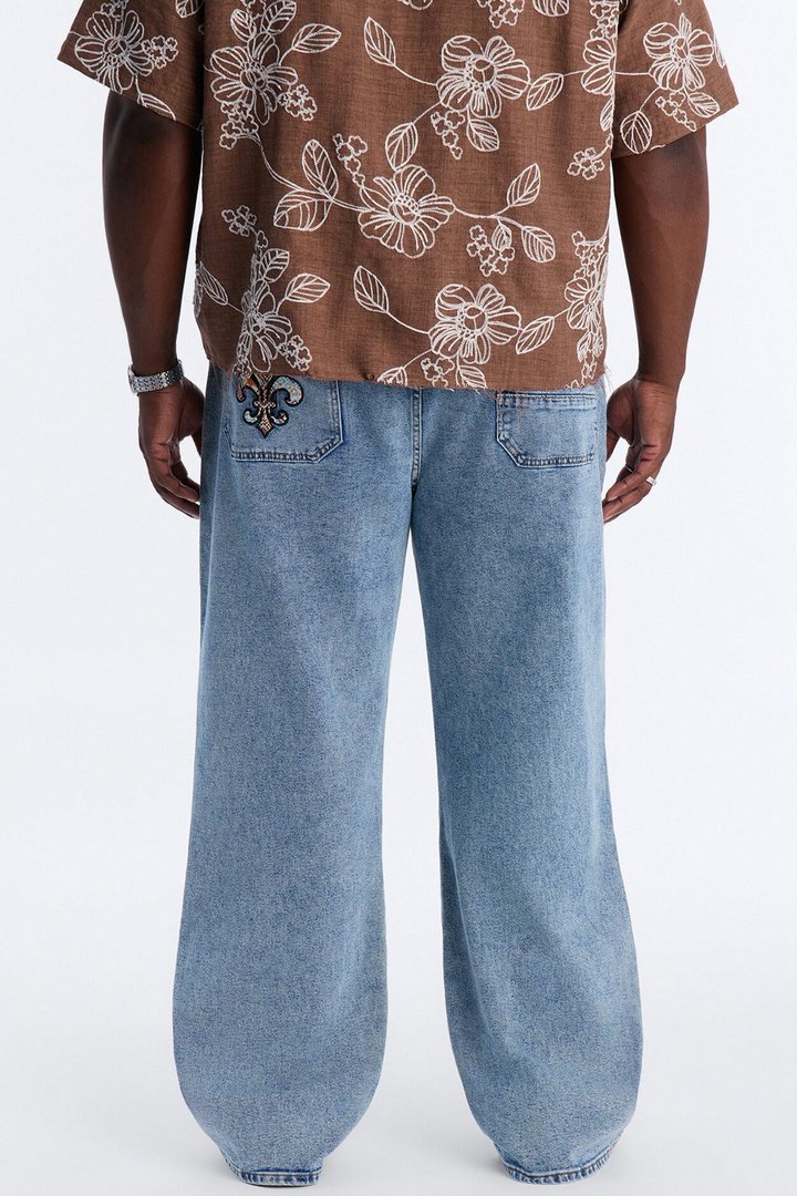 Regal Tapestry Stacked Slim Flare Jean - Light Blue Wash