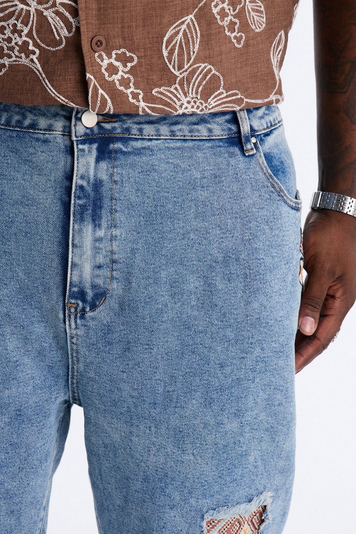 Regal Tapestry Stacked Slim Flare Jean - Light Blue Wash