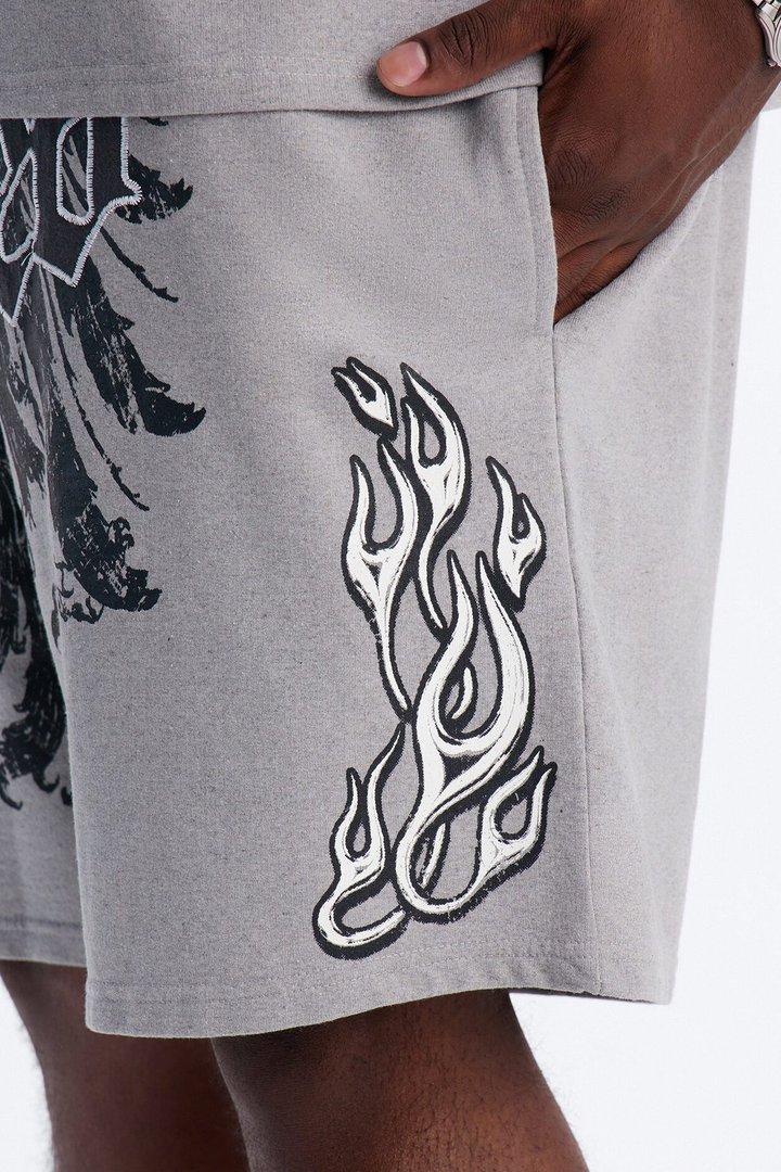 Blessed Redemption Patch Relaxed Sweatshort - Grey