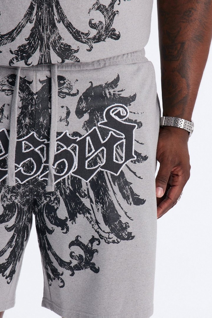 Blessed Redemption Patch Relaxed Sweatshort - Grey