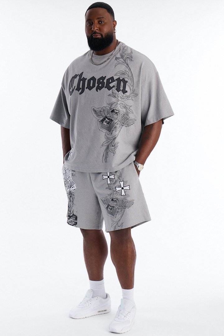 Chosen One Patch Oversized French Terry Tee - Grey