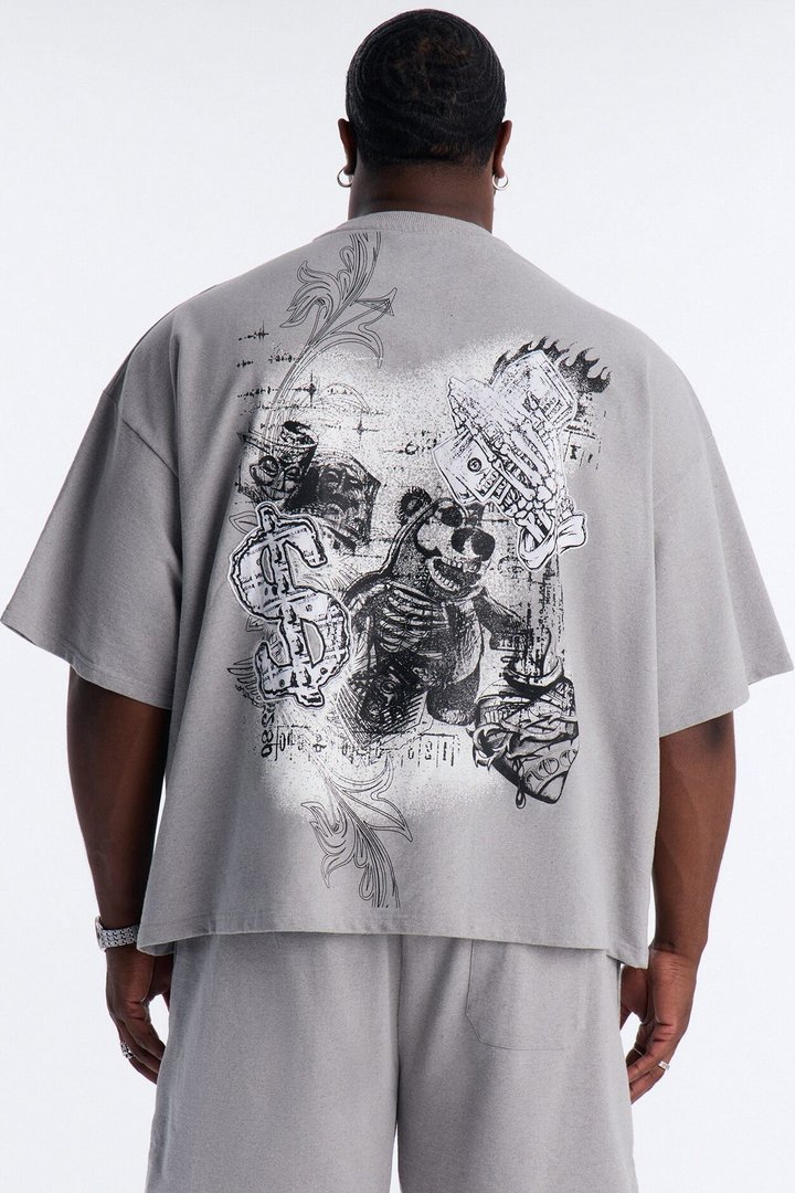 Chosen One Patch Oversized French Terry Tee - Grey