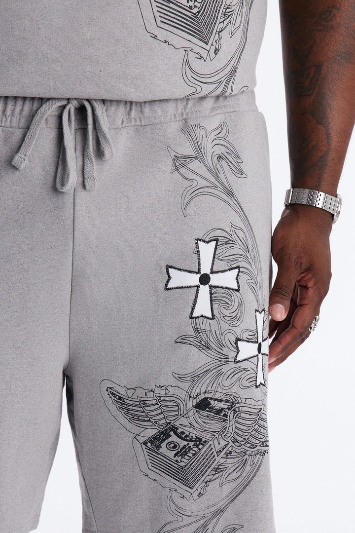 Chosen One Patch Relaxed Sweatshort - Grey