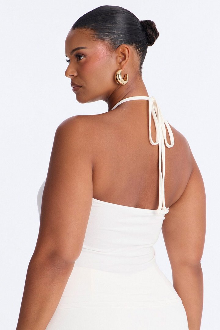 After Hours Sleeveless Halter Top - White