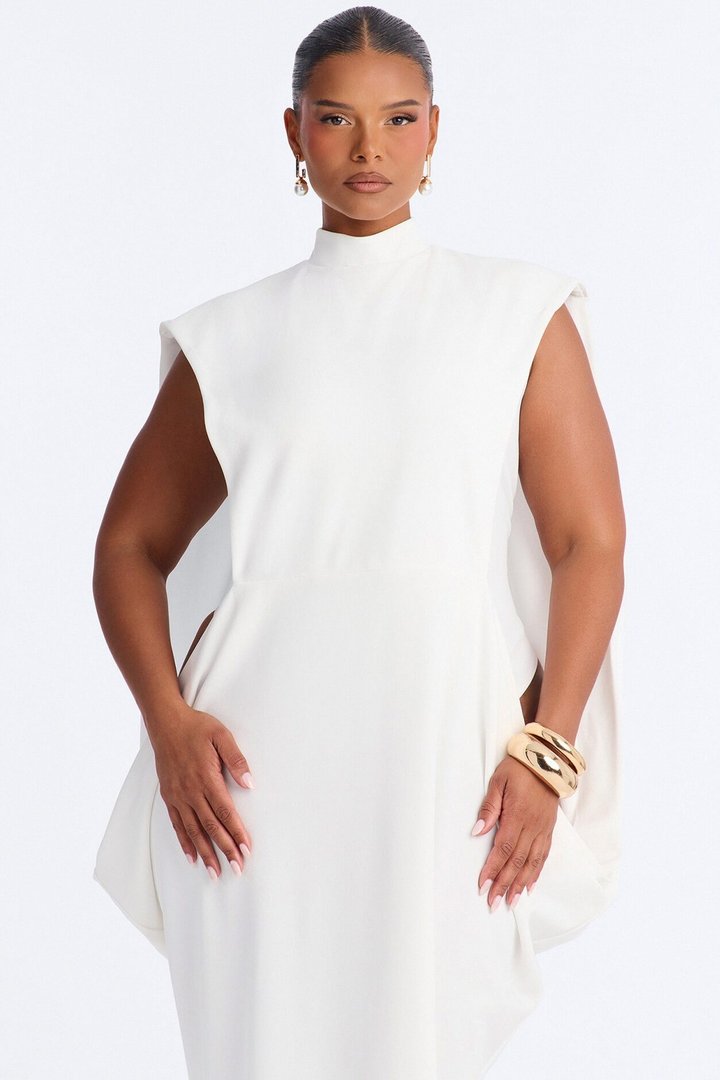 She Is Mother Sleeveless Crepe Knit Maxi Dress - White