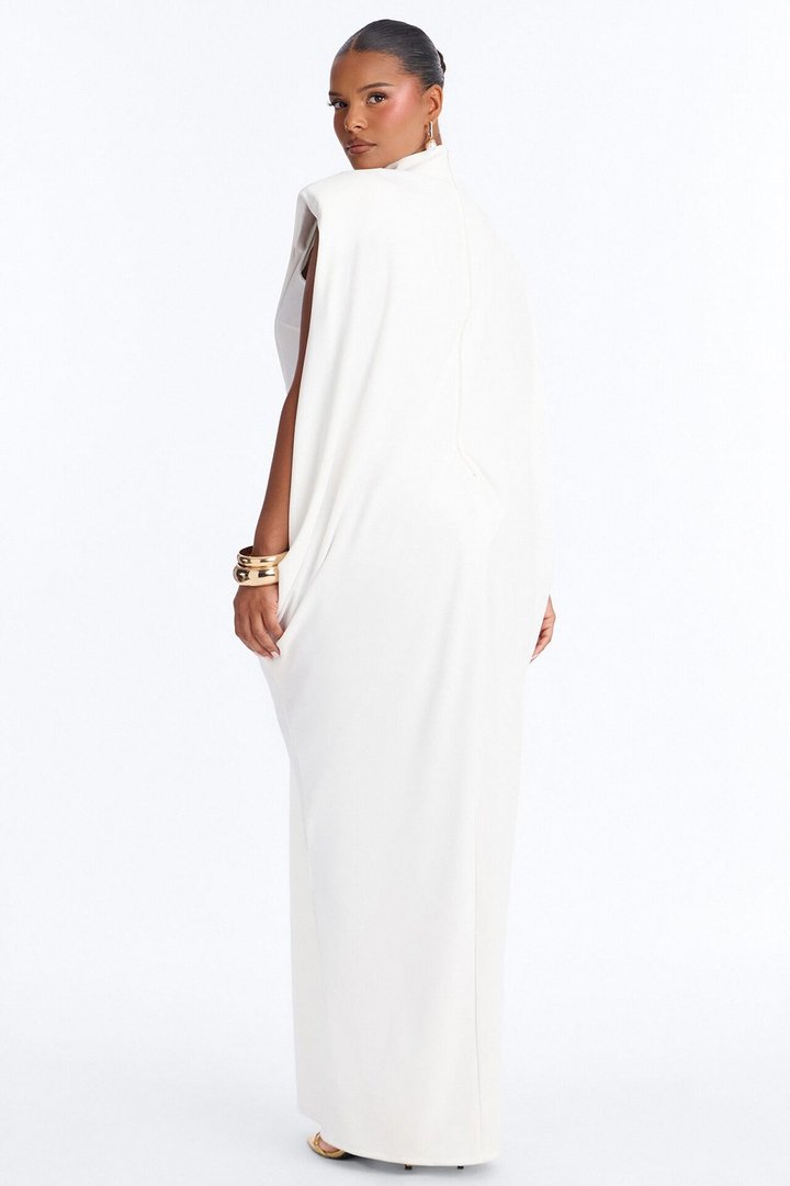 She Is Mother Sleeveless Crepe Knit Maxi Dress - White