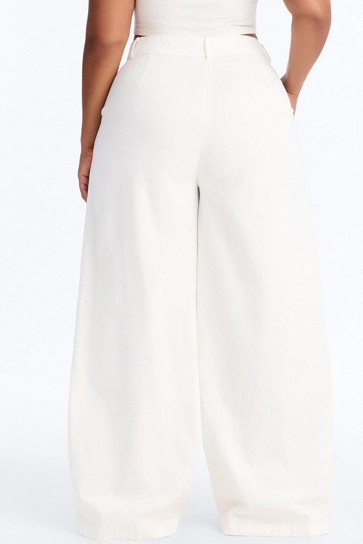 Marjorie High Rise Wrapped Wide Leg Pant - White