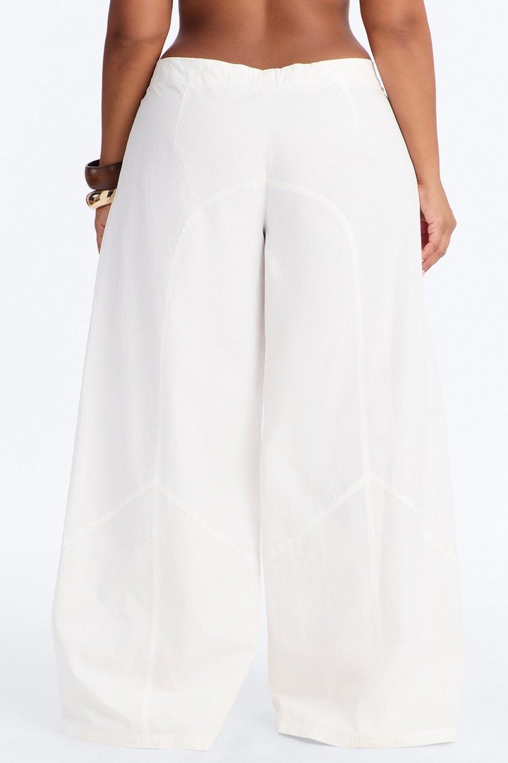 Maggie Low Rise Cotton Wide Leg Pant - White